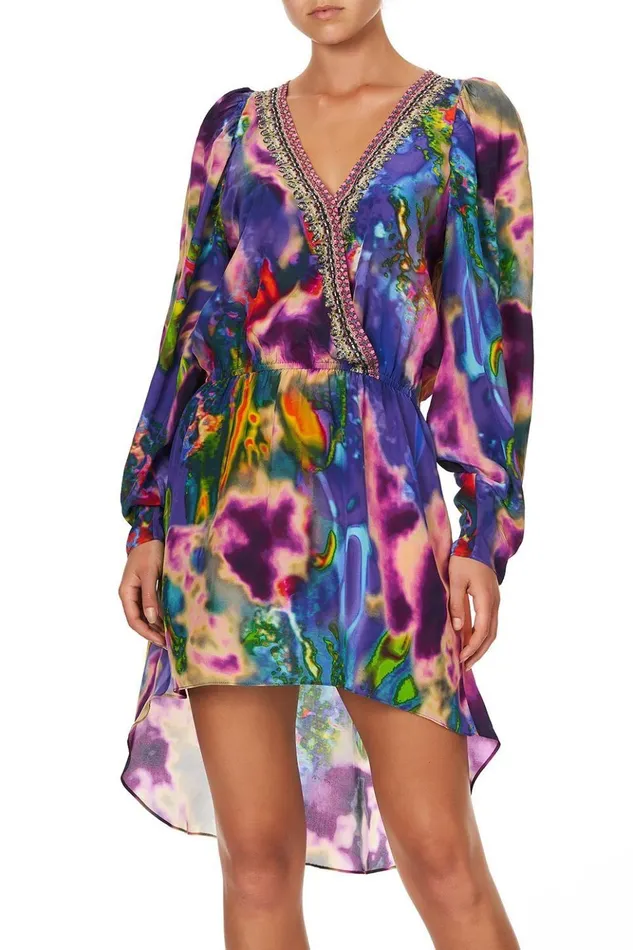 Women Mini Dresses Camilla Cross Front High Low Mini Dress Acid Abbey