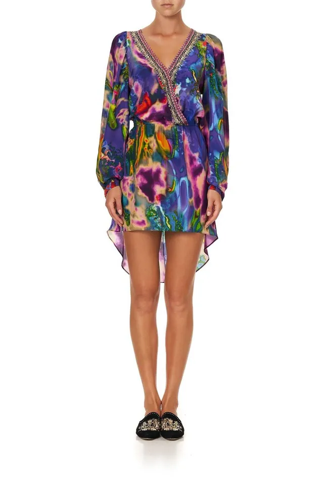 Women Mini Dresses Camilla Cross Front High Low Mini Dress Acid Abbey