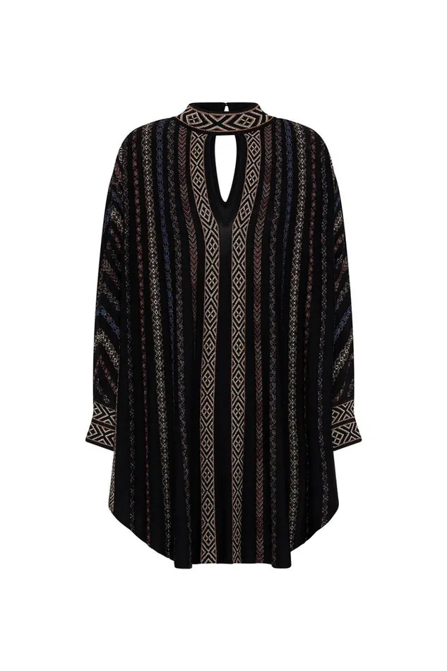 Women Mini Dresses Camilla Knitted Kaftan With Neckband Swinging Sixties
