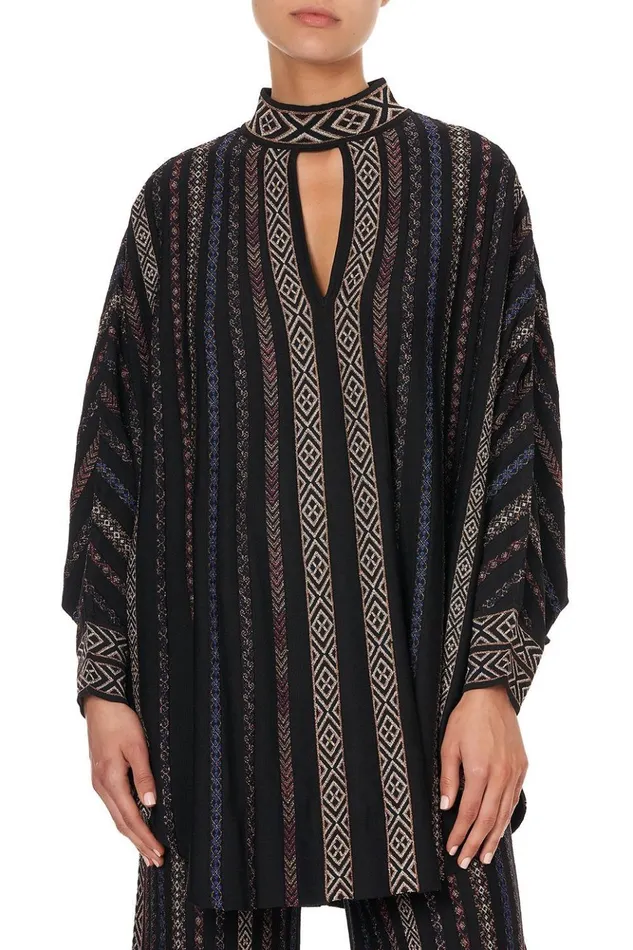 Women Mini Dresses Camilla Knitted Kaftan With Neckband Swinging Sixties