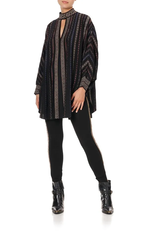 Women Mini Dresses Camilla Knitted Kaftan With Neckband Swinging Sixties