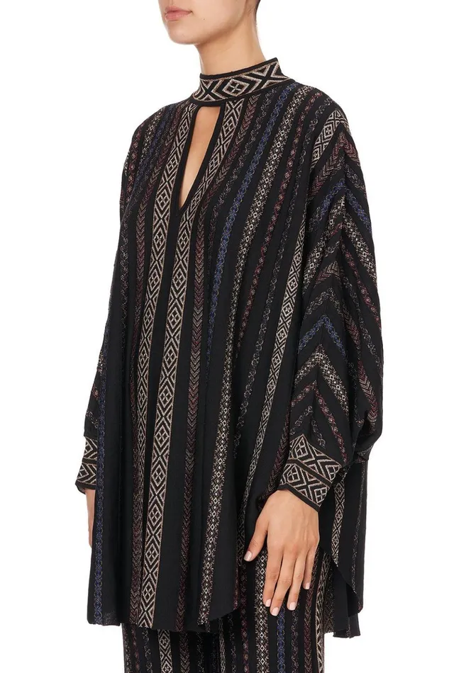 Women Mini Dresses Camilla Knitted Kaftan With Neckband Swinging Sixties