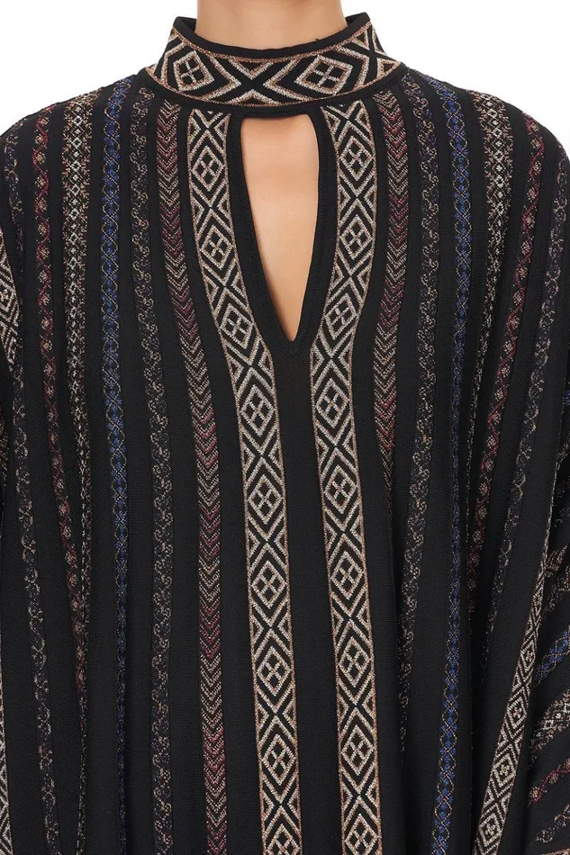 Women Mini Dresses Camilla Knitted Kaftan With Neckband Swinging Sixties
