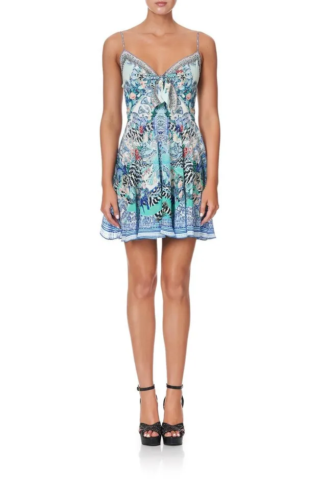 Women Mini Dresses Camilla Short Dress With Tie Front Wings Of Luxor