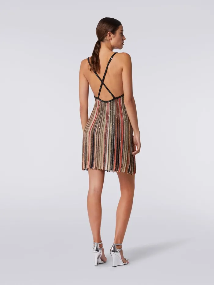 Women Minidress In Vertical Striped Knit With Sequins Multicoloured Missoni Dresses