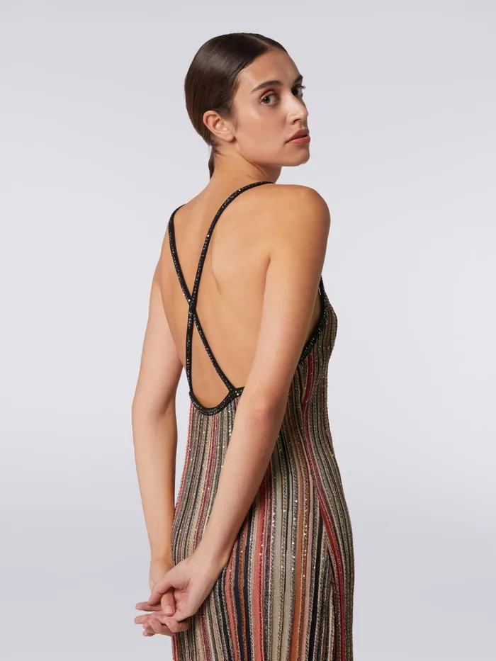 Women Minidress In Vertical Striped Knit With Sequins Multicoloured Missoni Dresses