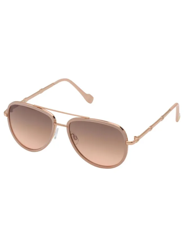 Women Modern Metal Aviator Sunglasses In Rose Gold and Rose Jessica Simpson Sunglasses