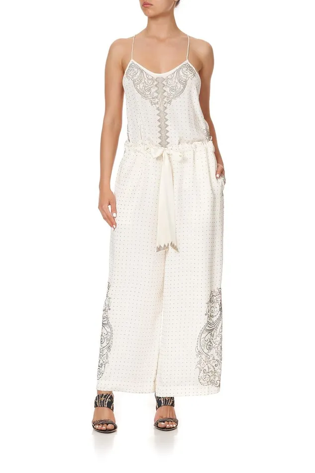 Women Modest Clothing Camilla Lounge Trouser With Tie Waist Luxe Cream