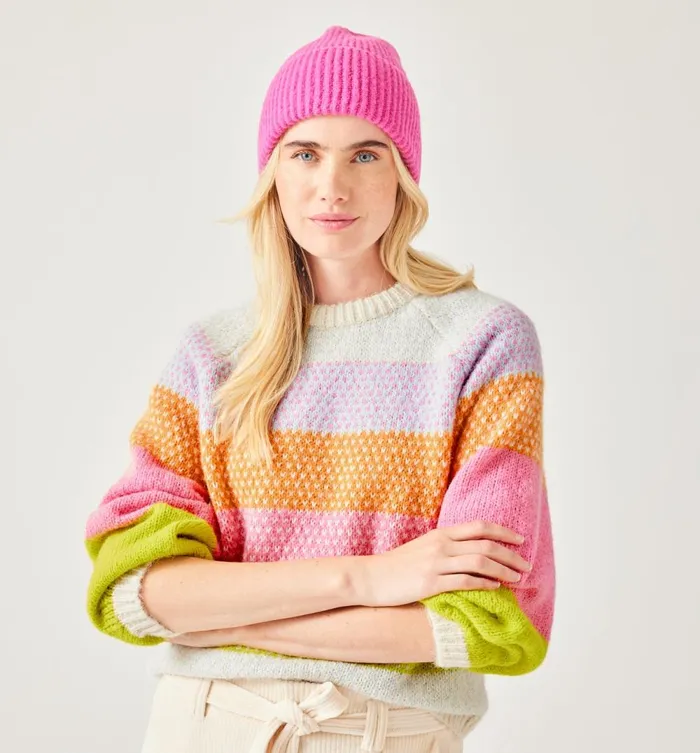 Women Multicoloured Jumper 8211 Pink Stripes Promod Jumpers And Cardigans