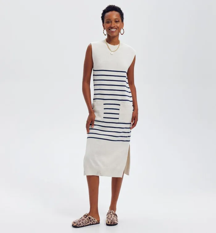 Women Nautical Knit Dress 8211 Ecru Stripes Promod Dresses Women Nautical Knit Dress 8211 Ecru Stripes Promod Dresses