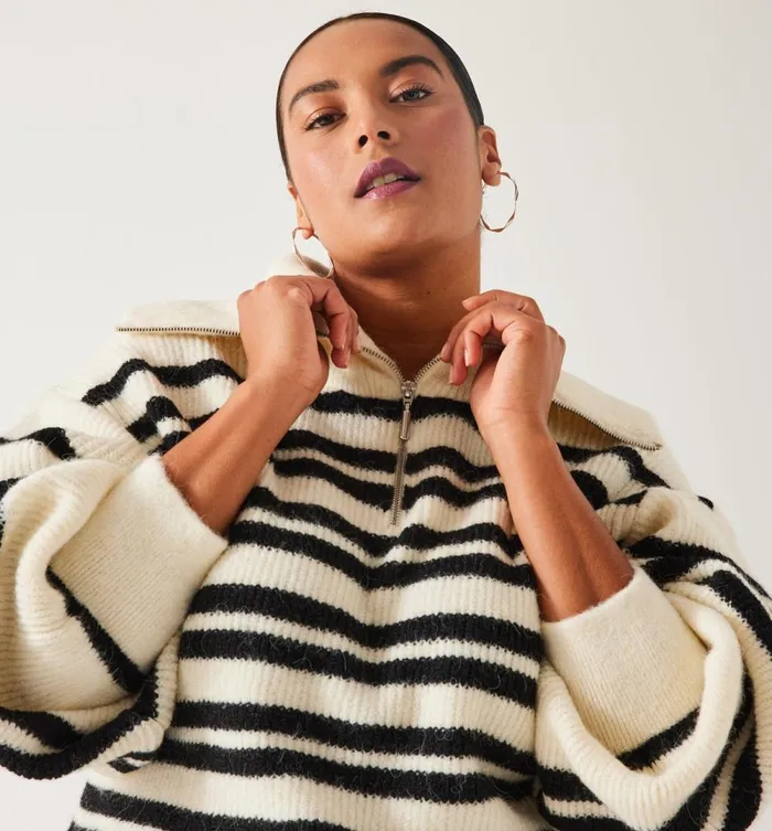 Women Nautical Trucker Jumper 8211 Navy Blue Stripes Promod Jumpers And Cardigans Women Nautical Trucker Jumper 8211 Navy Blue Stripes Promod Jumpers And Cardigans