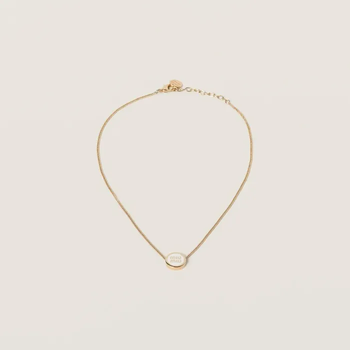 Women Necklaces Miu Miu Metal Necklace White