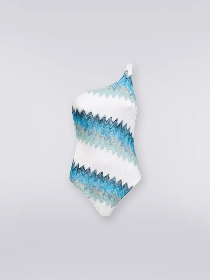 Women OnePiece OneShoulder Chevron Swimming Costume With Lam White Blue and Sky Blue Missoni Swimsuits Women OnePiece OneShoulder Chevron Swimming Costume With Lam White Blue and Sky Blue Missoni Swimsuits