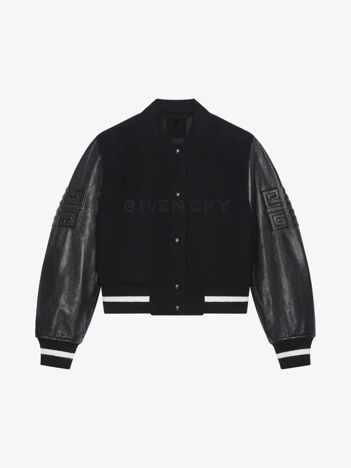 Women Outerwear and Blousons Givenchy GIVENCHY Varsity Jacket In Wool And Leather Blackwhite