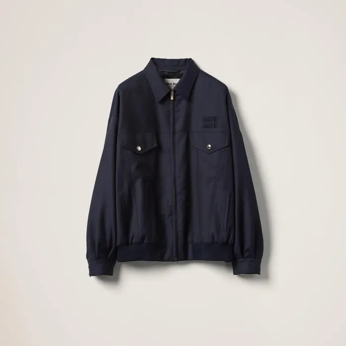 Women Outerwear Miu Miu Batavia Blouson Jacket Navy