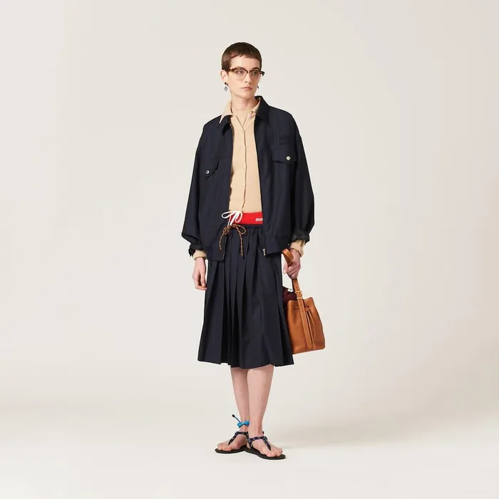 Women Outerwear Miu Miu Batavia Blouson Jacket Navy Women Outerwear Miu Miu Batavia Blouson Jacket Navy