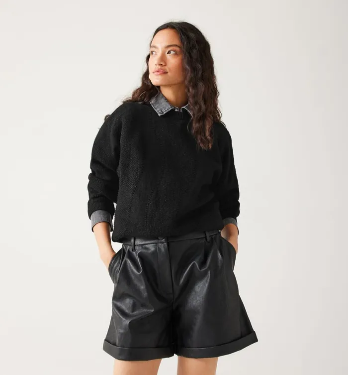 Women Oversized Glitzy Jumper 8211 Black Promod Jumpers And Cardigans