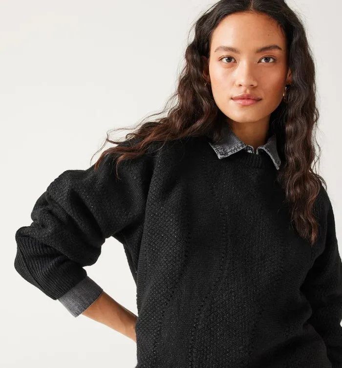 Women Oversized Glitzy Jumper 8211 Black Promod Jumpers And Cardigans Women Oversized Glitzy Jumper 8211 Black Promod Jumpers And Cardigans