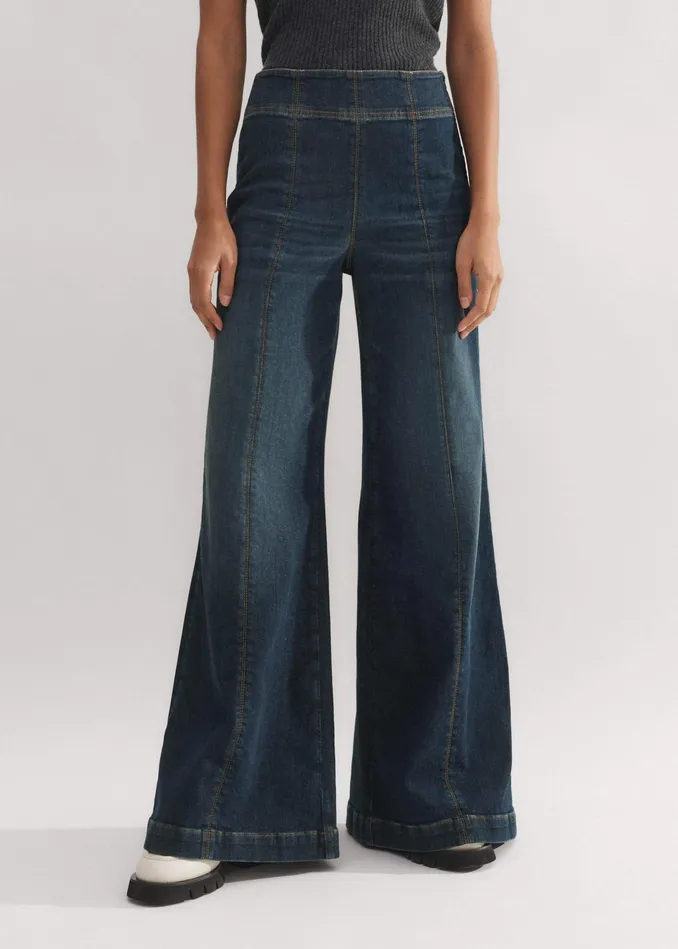 Women Palazzo Travel Jean Dark Blue Wash MEEM