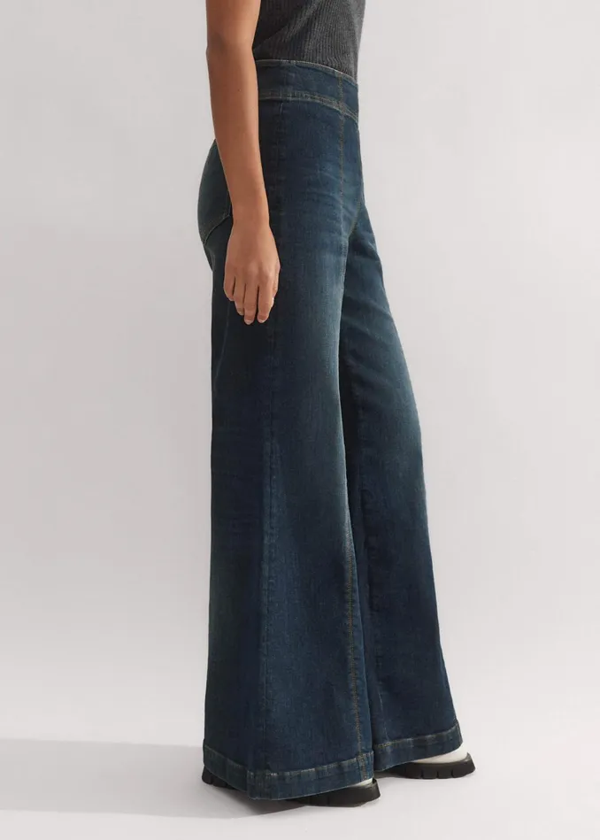 Women Palazzo Travel Jean Dark Blue Wash MEEM