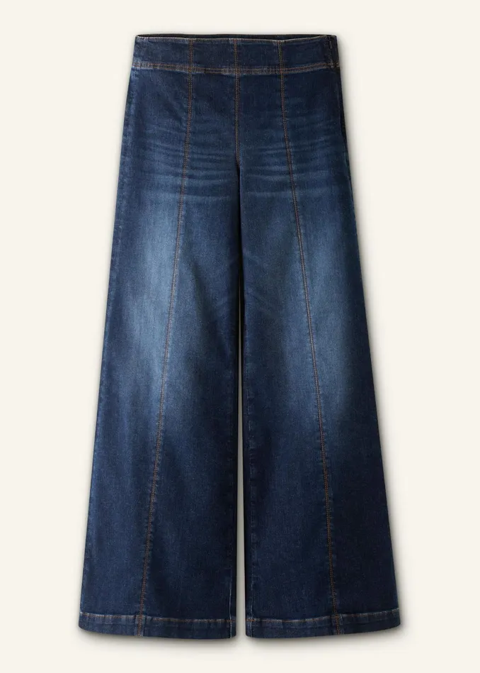 Women Palazzo Travel Jean Dark Blue Wash MEEM