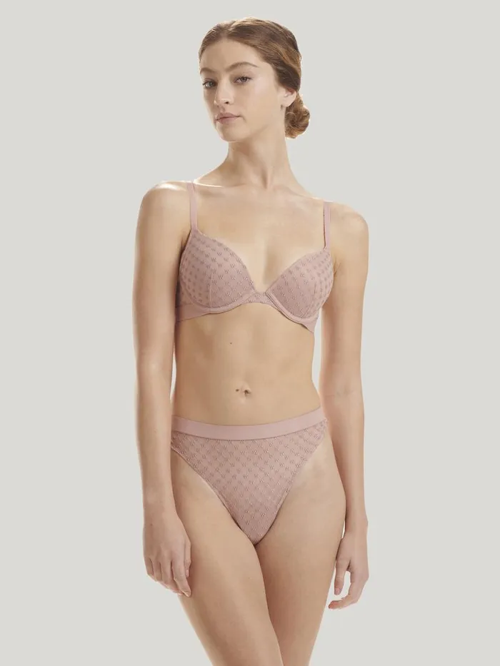 Women Panties Wolford Sheer Logo String Powder Pink