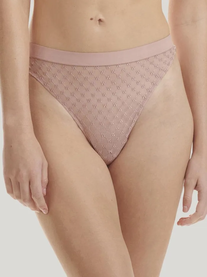 Women Panties Wolford Sheer Logo String Powder Pink Women Panties Wolford Sheer Logo String Powder Pink