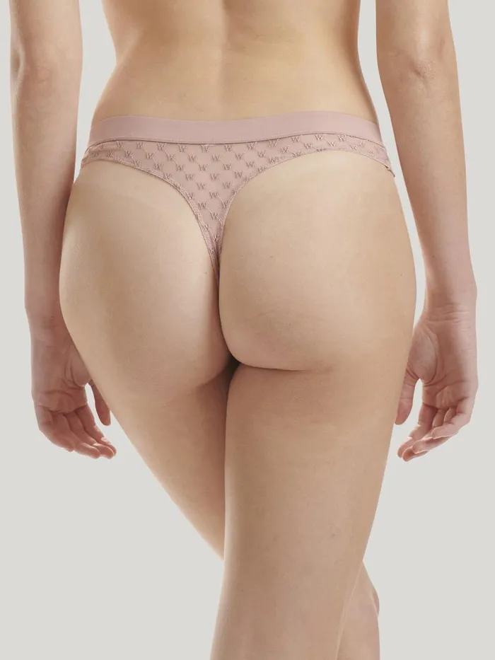 Women Panties Wolford Sheer Logo String Powder Pink Women Panties Wolford Sheer Logo String Powder Pink