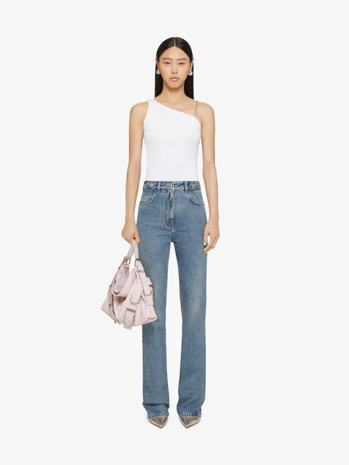 Women Pants and Shorts Givenchy Boot Cut Pants In Denim With Chain Details Medium Blue
