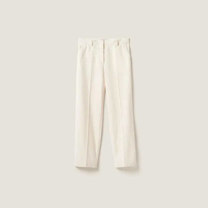 Women Pants And Shorts Miu Miu Canvas Pants Natural