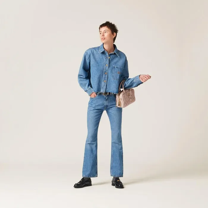 Women Pants And Shorts Miu Miu Denim Pants Sapphire Blue Women Pants And Shorts Miu Miu Denim Pants Sapphire Blue