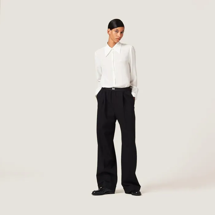 Women Pants And Shorts Miu Miu Grain De Poudre Pants Black Women Pants And Shorts Miu Miu Grain De Poudre Pants Black