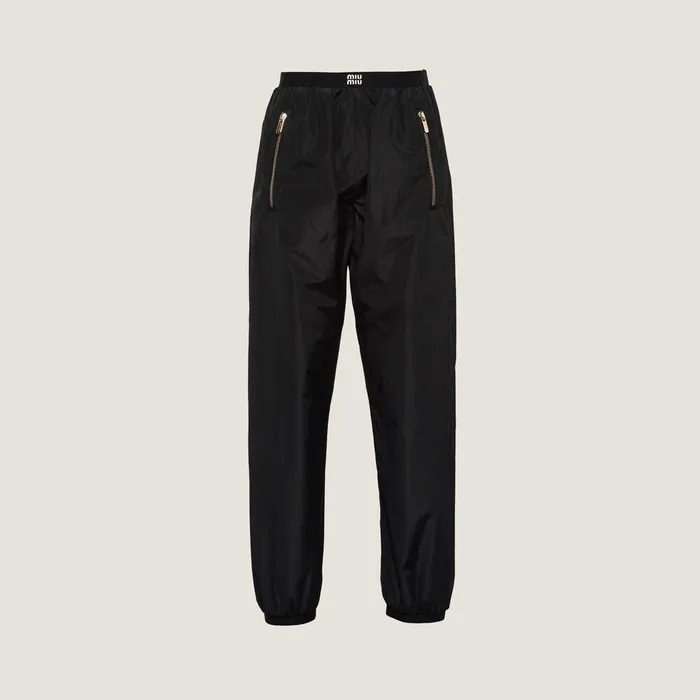 Women Pants And Shorts Miu Miu Technical Silk Joggers Black