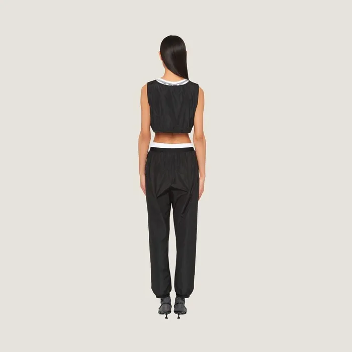 Women Pants And Shorts Miu Miu Technical Silk Joggers Black Women Pants And Shorts Miu Miu Technical Silk Joggers Black