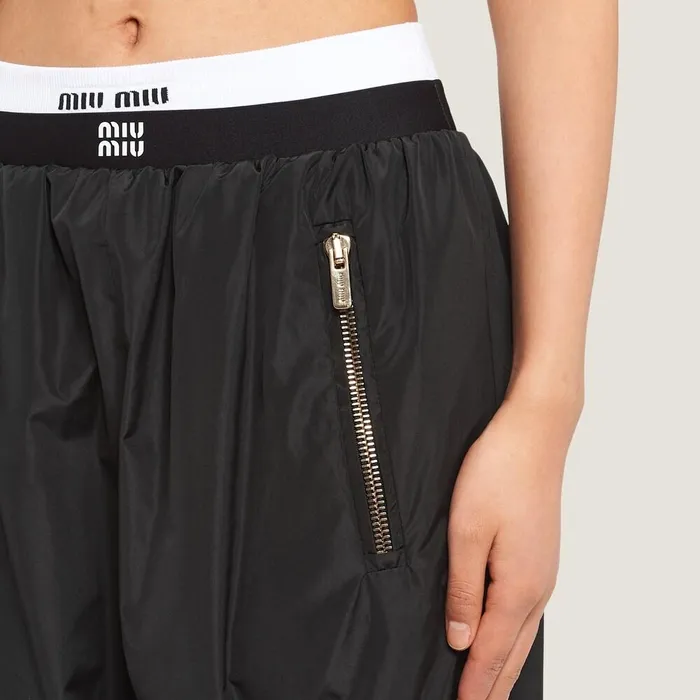 Women Pants And Shorts Miu Miu Technical Silk Joggers Black Women Pants And Shorts Miu Miu Technical Silk Joggers Black