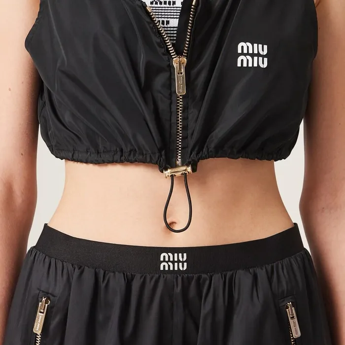 Women Pants And Shorts Miu Miu Technical Silk Shorts With Printed Logo Black Women Pants And Shorts Miu Miu Technical Silk Shorts With Printed Logo Black