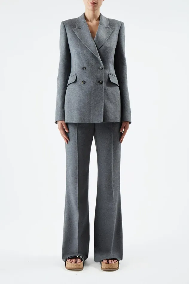 Women Pants Gabriela Hearst Jones Pant In Dark Grey Melange DoubleFace Winter Silk