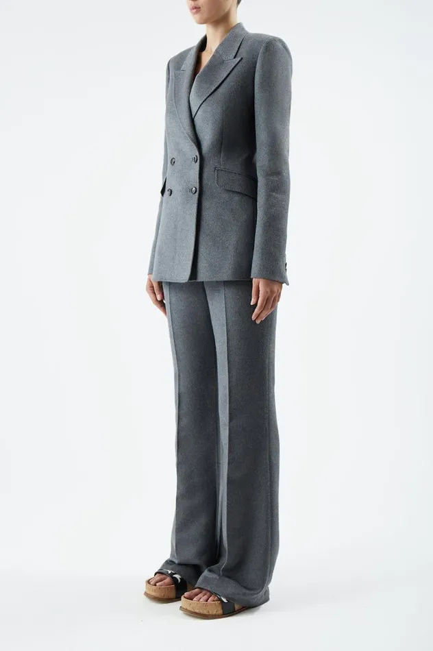 Women Pants Gabriela Hearst Jones Pant In Dark Grey Melange DoubleFace Winter Silk