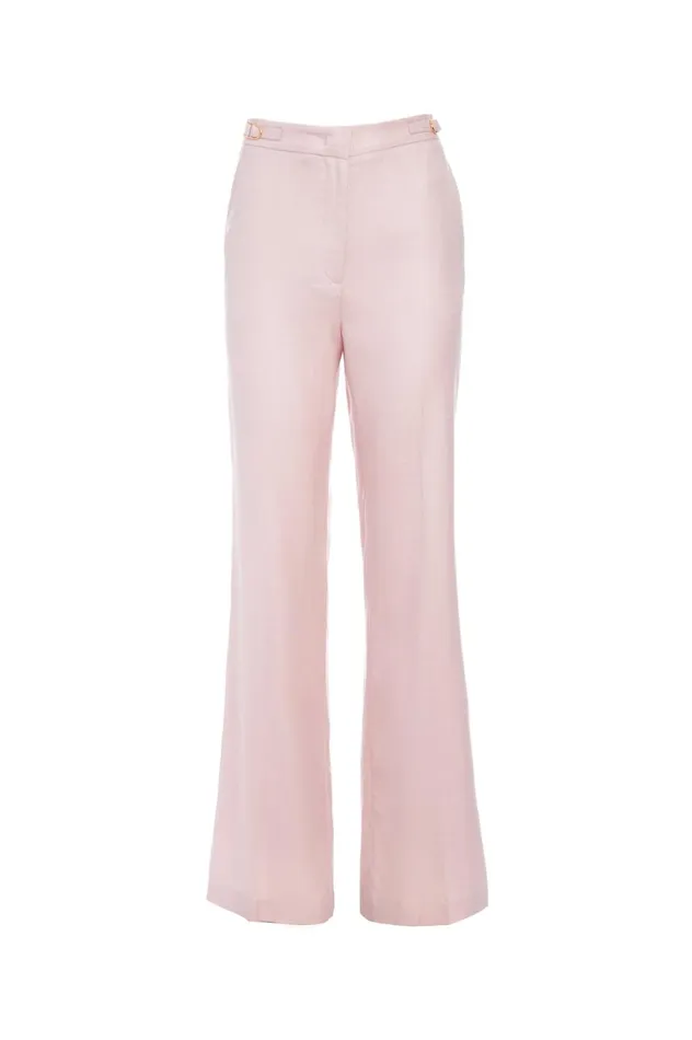Women Pants Gabriela Hearst Vesta Pant In Blush Virgin Wool And Silk Linen Twill