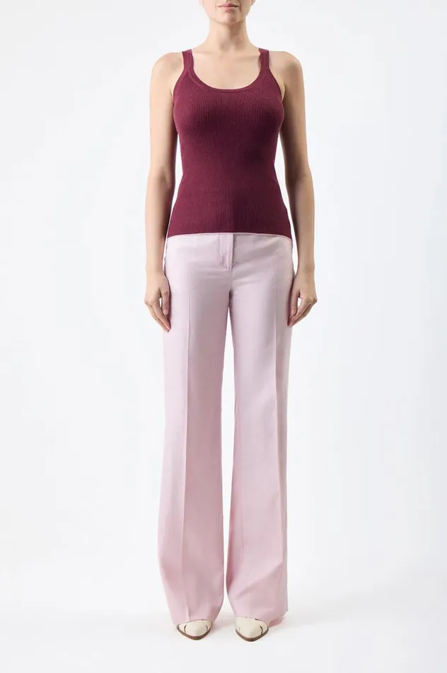 Women Pants Gabriela Hearst Vesta Pant In Blush Virgin Wool And Silk Linen Twill
