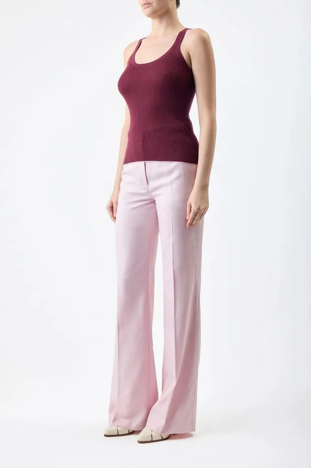 Women Pants Gabriela Hearst Vesta Pant In Blush Virgin Wool And Silk Linen Twill