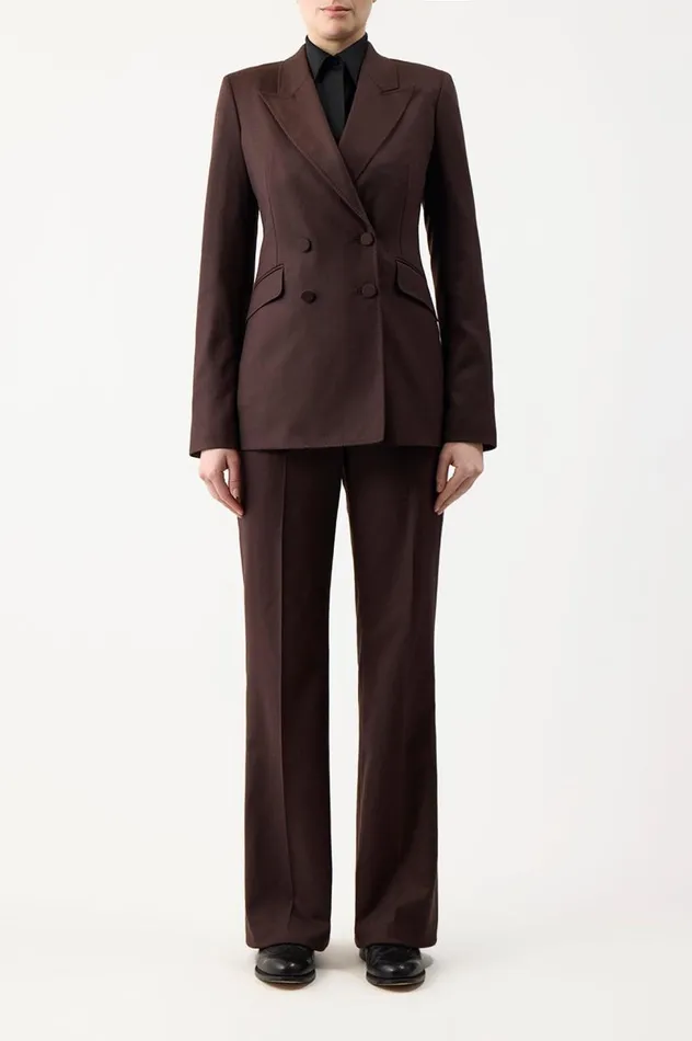 Women Pants Gabriela Hearst Vesta Pant In Chocolate Superfine Wool