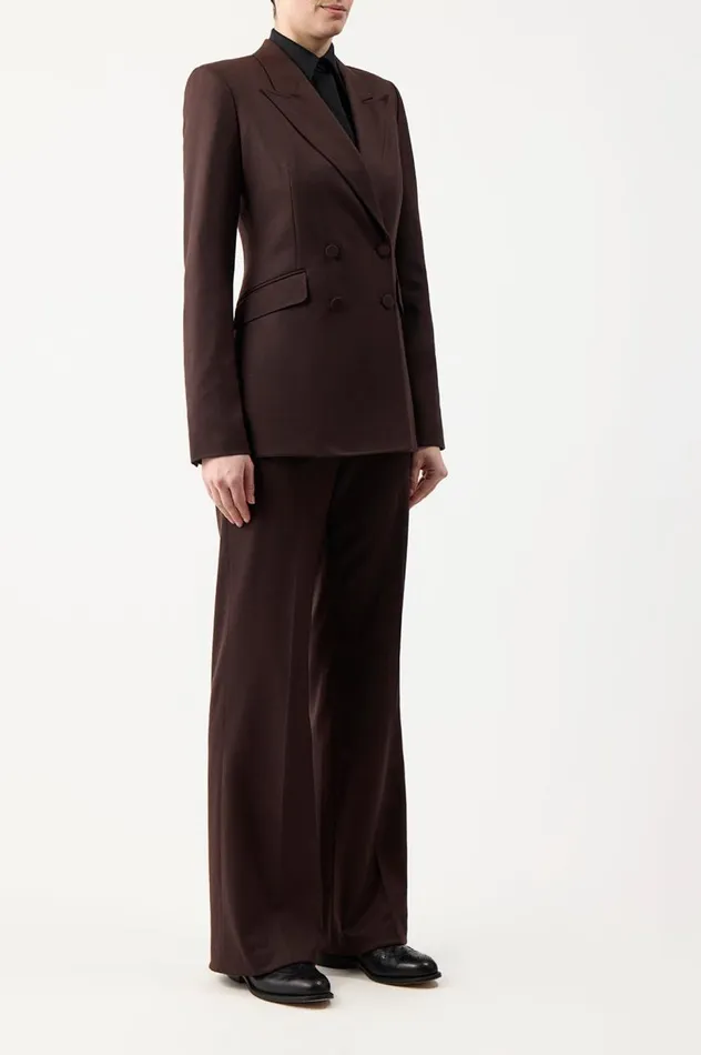 Women Pants Gabriela Hearst Vesta Pant In Chocolate Superfine Wool