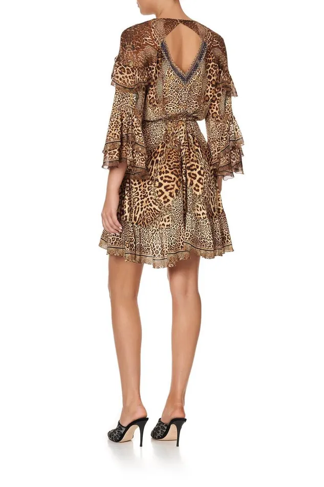 Women Party Dresses Camilla Short Wrap Dress With Ruffles Lady Lodge