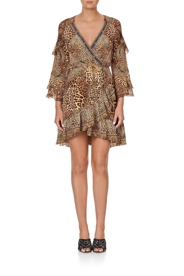 Women Party Dresses Camilla Short Wrap Dress With Ruffles Lady Lodge