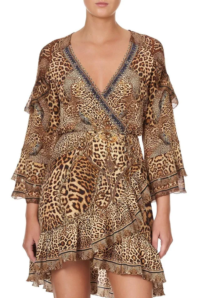 Women Party Dresses Camilla Short Wrap Dress With Ruffles Lady Lodge