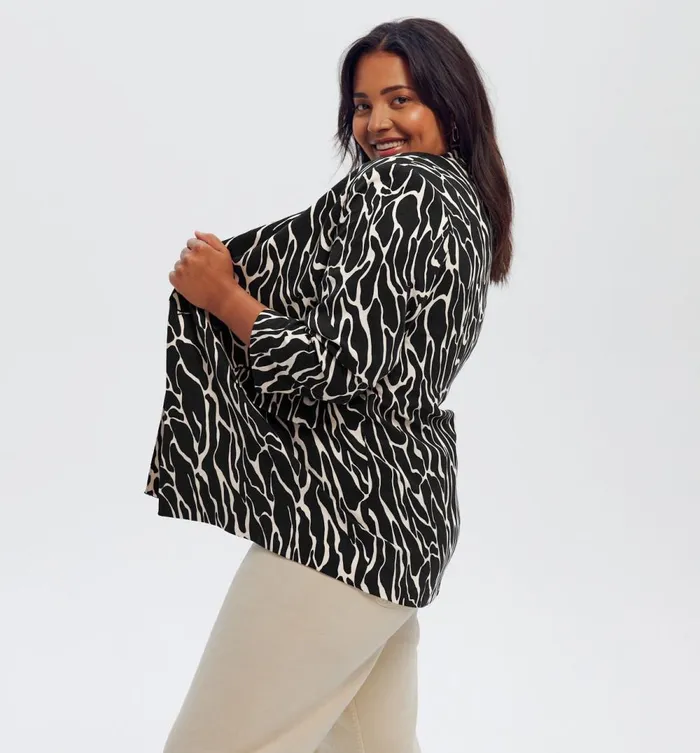 Women Patterned Fitted Jacket 8211 Black Print Promod Jackets
