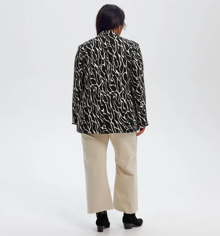 Women Patterned Fitted Jacket 8211 Black Print Promod Jackets Women Patterned Fitted Jacket 8211 Black Print Promod Jackets