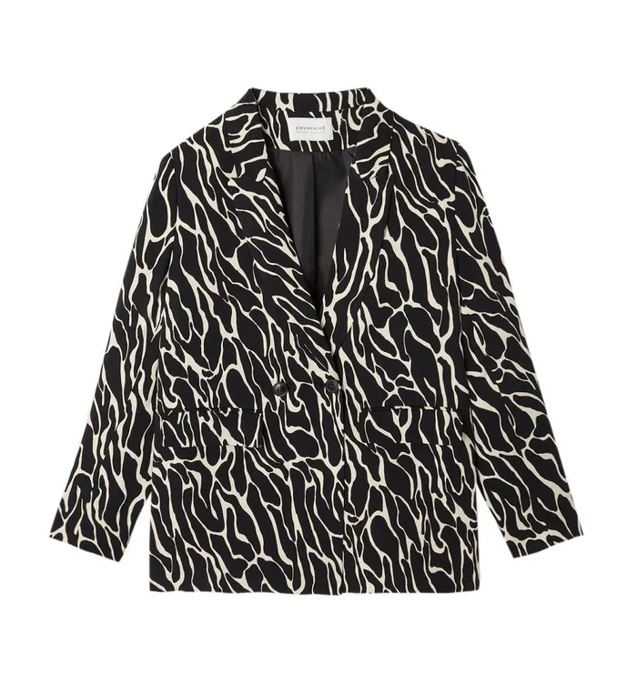 Women Patterned Fitted Jacket 8211 Black Print Promod Jackets Women Patterned Fitted Jacket 8211 Black Print Promod Jackets