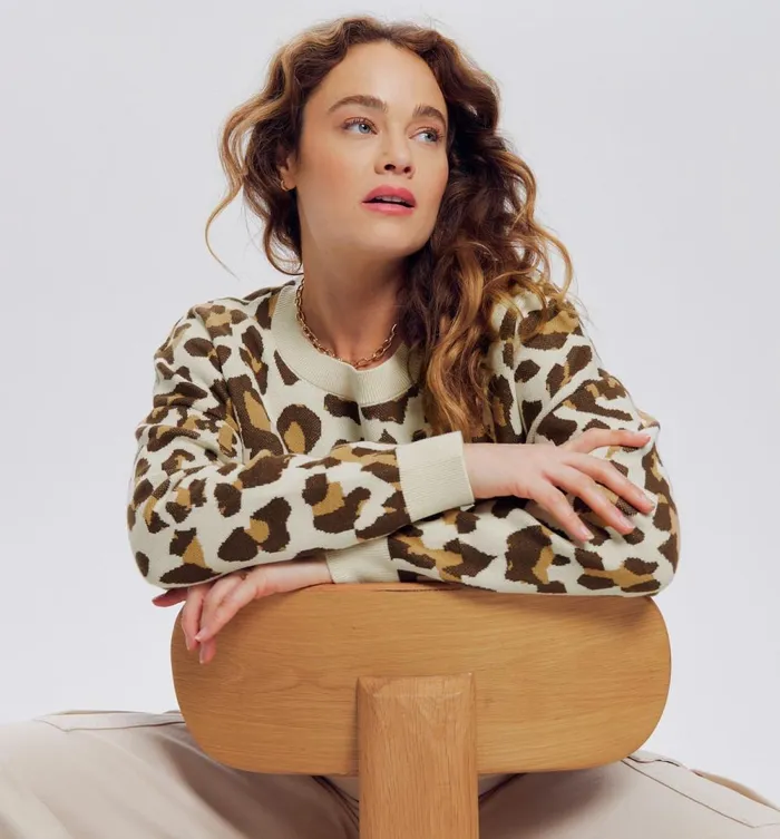 Women Patterned Jumper 8211 Ecru Print Promod Jumpers And Cardigans